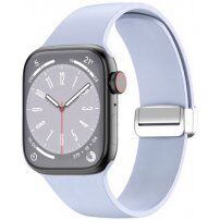 Силиконова каишка с метална магнитна закопчалка за Apple Watch 42mm / 41mm / 40mm / 38mm - светлосин