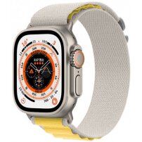 Найлонова каишка с алпински дизайн за Apple Watch Ultra 49mm / 46mm / 45mm / 44mm / 42mm - бежово-жълта