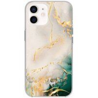 Лъскав мраморен кейс за iPhone 11 - бежово-зелен