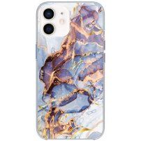 Лъскав мраморен кейс за iPhone 12 / 12 Pro - син