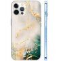 Лъскав мраморен кейс за iPhone 12 Pro Max - бежово-зелен