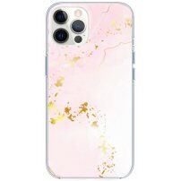 Лъскав мраморен кейс за iPhone 12 Pro Max - светлорозов