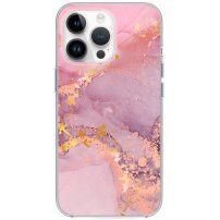 Лъскав мраморен кейс за iPhone 13 Pro - розово-лилав