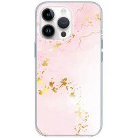 Лъскав мраморен кейс за iPhone 13 Pro - светлорозов