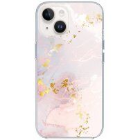 Лъскав мраморен кейс за iPhone 14 Plus - старинно розов