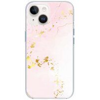 Лъскав мраморен кейс за iPhone 14 Plus - светлорозов