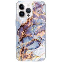 Лъскав мраморен кейс за iPhone 14 Pro Max - син