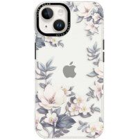 Лъскав прозрачен кейс с мотив за iPhone 14 Plus - цветове на магнолия