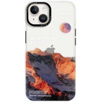 Лъскав прозрачен кейс с мотив за iPhone 14 Plus - планини