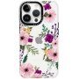 Лъскав прозрачен кейс с мотив за iPhone 14 Pro Max - розови цветя
