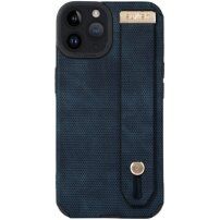 Кожен кейс с каишка за ръка за iPhone 12 Pro Max - син