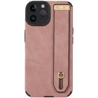Кожен кейс с каишка за ръка за iPhone 13 Pro - розов