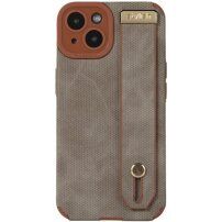 Кожен кейс с каишка за ръка за iPhone 14 Plus - кафяв