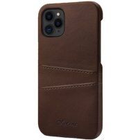 Кожен кейс с джоб за карти за iPhone 11 Pro Max - кафяв