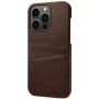 Кожен кейс с джоб за карти за iPhone 14 Pro Max - кафяв