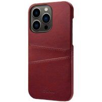 Кожен кейс с джоб за карти за iPhone 14 Pro Max - червен