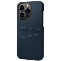 Кожен кейс с джоб за карти за iPhone 14 Pro Max - син