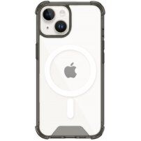 Прозрачен кейс с цветна рамка и MagSafe за iPhone 14 Plus - сив