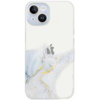 Прозрачен кейс с мраморен мотив за iPhone 14 Plus - светлосин