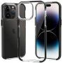 Прозрачен кейс с пъстра рамка от мека пластмаса за iPhone 14 Pro - черен
