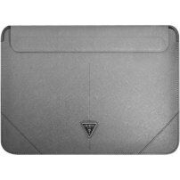 Guess Saffiano Triangle Metal Logo калъф за iPad Pro 12,9" / MacBook до 14" - сребърна