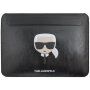 Karl Lagerfeld Head Embossed кожен калъф за iPad Pro 12,9" / MacBook до 14" - черна