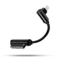 USAMS адаптер с два lightning конектора за iPhone - черна