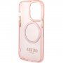 Guess Translucent прозрачен кейс с MagSafe за iPhone 14 Pro Max - розов