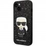 Karl Lagerfeld Glitter Flakes Ikonik блестящ кейс за iPhone 14 - черен