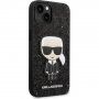 Karl Lagerfeld Glitter Flakes Ikonik блестящ кейс за iPhone 14 - черен