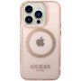 Guess Translucent прозрачен кейс с MagSafe за iPhone 14 Pro Max - розов