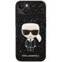 Karl Lagerfeld Glitter Flakes Ikonik блестящ кейс за iPhone 14 - черен