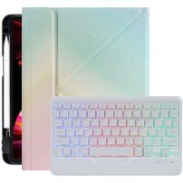 Калъф със цветна подсветка на клавиатура и място за Apple Pencil за iPad 10,2" (2019-2021) / Air 3 (2019) / Pro 10,5" - дъга