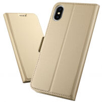 Флип калъф със стойка за iPhone XS Max - златна