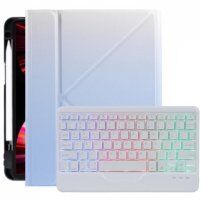 Калъф със цветна подсветка на клавиатура и място за Apple Pencil за iPad 10,2" (2019-2021) / Air 3 (2019) / Pro 10,5" - светло синьо