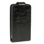Сгъваем калъф за iPhone 4 / 4S с мотива на крокодилска кожа - черен