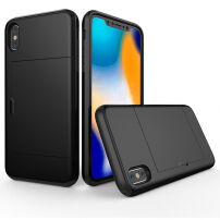 Кейс с място за карта за iPhone XS Max - черна