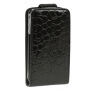 Сгъваем калъф за iPhone 4 / 4S с мотива на крокодилска кожа - черен