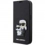 Karl Lagerfeld Saffiano Karl and Choupette NFT флип калъф за iPhone 14 Pro Max - черно