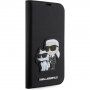 Karl Lagerfeld Saffiano Karl and Choupette NFT флип калъф за iPhone 14 Pro Max - черно