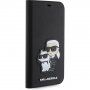 Karl Lagerfeld Saffiano Karl and Choupette NFT флип калъф за iPhone 11 - черно