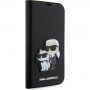Karl Lagerfeld Saffiano Karl and Choupette NFT флип калъф за iPhone 13 Pro Max - черно