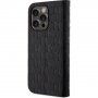 Karl Lagerfeld Saffiano Monogram флип калъф за iPhone 13 Pro Max - черно