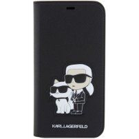 Karl Lagerfeld Saffiano Karl and Choupette NFT флип калъф за iPhone 11 - черно