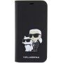 Karl Lagerfeld Saffiano Karl and Choupette NFT флип калъф за iPhone 13 Pro Max - черно