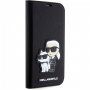 Karl Lagerfeld Saffiano Karl and Choupette NFT флип калъф за iPhone 14 - черно