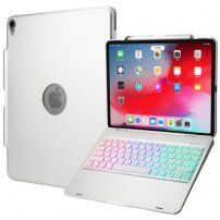 Калъф с клавиатура с подсветка и стойка за Apple Pencil за iPad Pro 12,9" (2018/2020) - сребърен