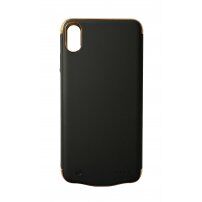 Защитен кейс с батерия за iPhone XR - 6000 mAh - черна / златна