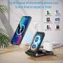 3в1 мултифункционална безжична сгъваема стойка за iPhone / Apple Watch / Airpods - черен