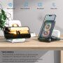 3в1 мултифункционална безжична сгъваема стойка за iPhone / Apple Watch / Airpods - черен